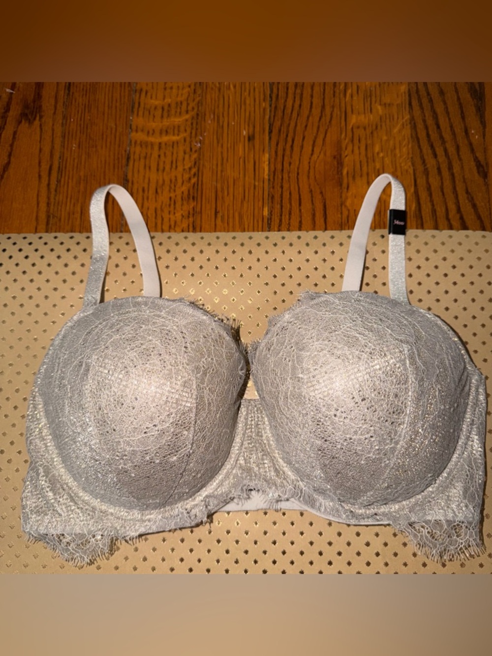 🆕 NEW 34DD Victoria's Secret Silver Lace Underwire Bra - Dream Angels Lined Demi